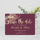 Elegante Chique Gouden Paisley Bewaar de Datum Save The Date (Staand voorkant)