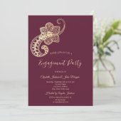 Elegante chique gouden paisley kaart (Staand voorkant)