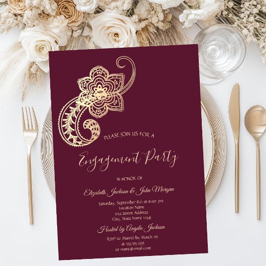 Elegante chique gouden paisley kaart
