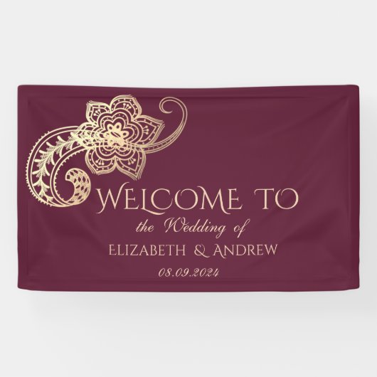 Elegante Chique Gouden Paisley Spandoek (Horizontaal)