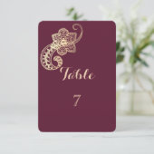 Elegante chique gouden paisley tafelkaart kaart (Staand voorkant)