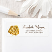 Elegante chique, gouden roos, wit adreslabel etiket (Insitu)