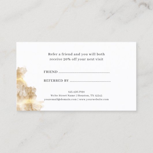 Elegante Chique Gouden Schaar Hair Stylist Klant Aanbevelingskaartje (Achterkant)