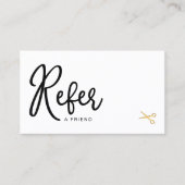 Elegante Chique Gouden Schaar Hair Stylist Klant Aanbevelingskaartje (Voorkant)