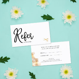 Elegante Chique Gouden Schaar Hair Stylist Klant Aanbevelingskaartje