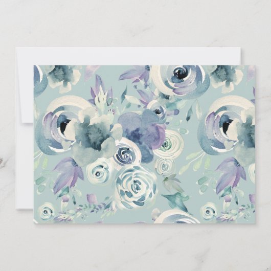 Elegante Chique Gouden Turquoise Blauwe Bloemen Ba Kaart (Achterkant)