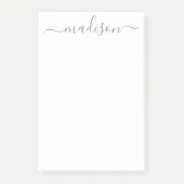 Elegante chique grijze kalligrafie Script Naam ler Post-it® Notes (Voorkant)