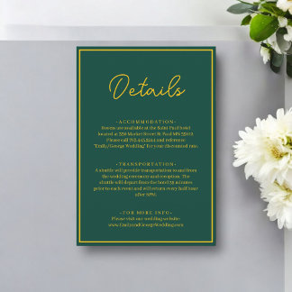Elegante chique groene en gouden moderne luxe brui informatiekaartje