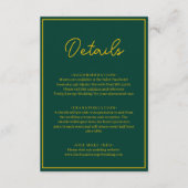 Elegante chique groene en gouden moderne luxe brui informatiekaartje (Voorkant)