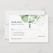 Elegante chique groene Eucalyptus bruiloft gouden  RSVP Kaartje (Voorkant)