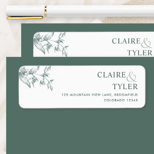 Elegante chique groene trouw retouradres sticker