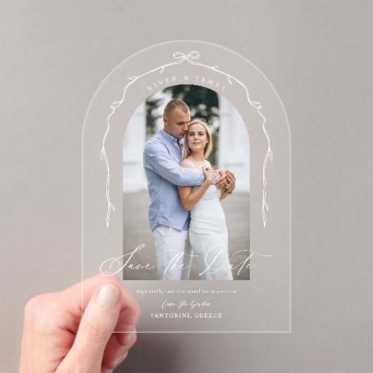 Elegante chique hand getrokken boog & lint boog fo acryl uitnodigingen (Insitu (Draagbaar))