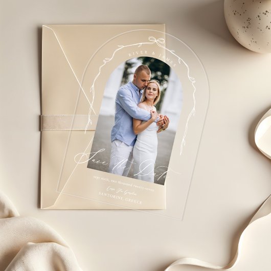 Elegante chique hand getrokken boog & lint boog fo acryl uitnodigingen