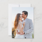 Elegante chique handschrift script bruiloft foto bedankkaart (Voorkant)