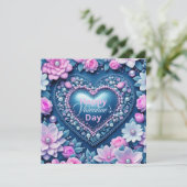 Elegante Chique Hart Parels Bloemige Valentijnsdag Kaart (Staand voorkant)