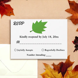 Elegante chique herfst groene bladeren herfst brui RSVP kaartje