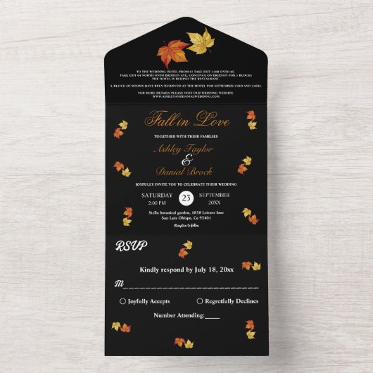 Elegante chique Herfst in liefde rustieke herfstbr All In One Uitnodiging (Binnen)