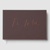 Elegante chique houtachtige bruine en roze gouden gastenboek (Voorkant)