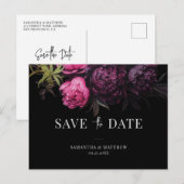 Elegante chique humeurige bloemen bruiloft bewaar aankondigingskaart (Voorkant / Achterkant)