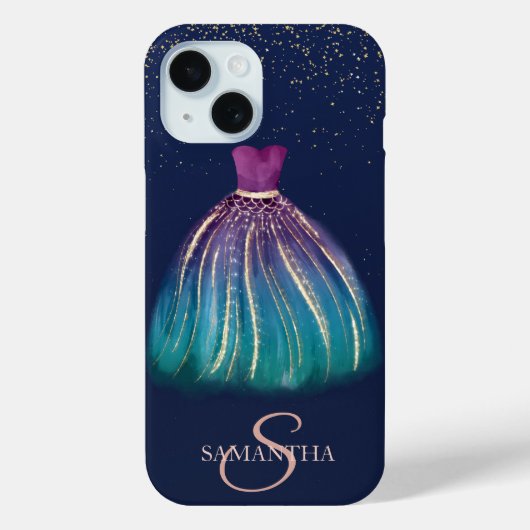 Elegante chique jurk navyblauw Case-Mate iPhone case (Achterkant)