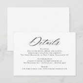 Elegante chique kalligrafie bruiloft details Kaart (Voorkant / Achterkant)