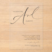 Elegante Chique Kalligrafie Script Bruiloft Acryl Uitnodigingen (Voorkant)