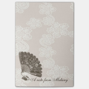 Elegante chique kant dame fan monogram post-it® notes