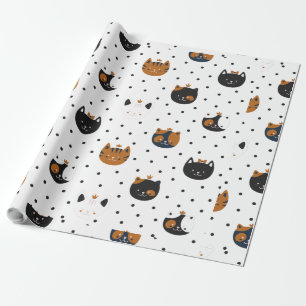 Elegante chique kattenpatronen cadeaupapier