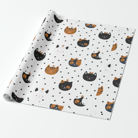 Elegante chique kattenpatronen cadeaupapier (Uitgerold)