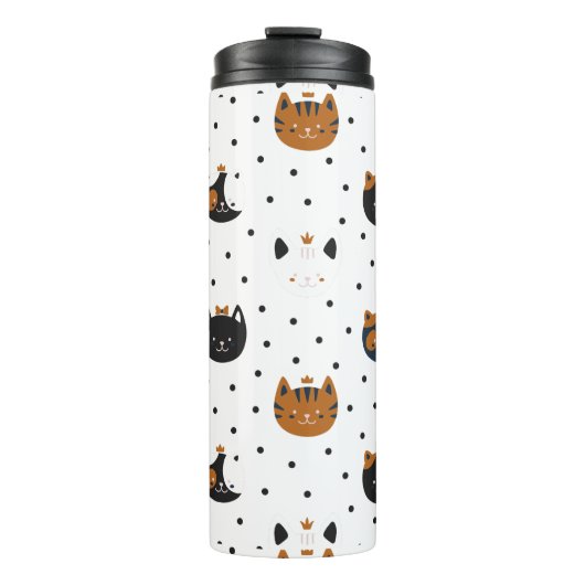 Elegante chique kattenpatronen thermosbeker (Voorkant)