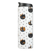 Elegante chique kattenpatronen thermosbeker (Geroteerd rechts)
