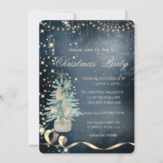 Elegante chique kerstboom, Kerstfeest Kaart (Voorkant)