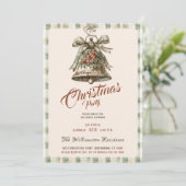 Elegante chique kerstfeest geruite feestdagenkaart (Staand voorkant)