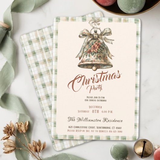 Elegante chique kerstfeest geruite feestdagenkaart