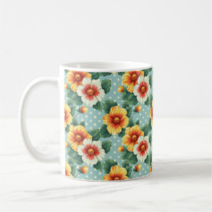 Elegante chique kleurrijke stijlvolle moderne bloe koffiemok