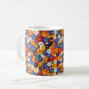 Elegante chique kleurrijke stijlvolle moderne bloe koffiemok