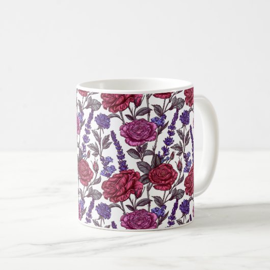 Elegante chique kleurrijke stijlvolle rustieke Roz Koffiemok (Voorkant rechts)