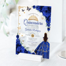 Elegante chique koninklijk blauwe rozen gouden Qui
