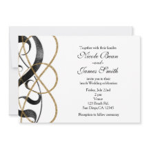 Elegante Chique Kunst Zwart & Goud Trouwkaarten