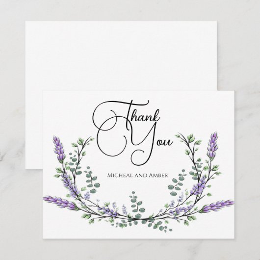 Elegante chique lavendel eucalyptus bedankkaart (Voorkant / Achterkant)