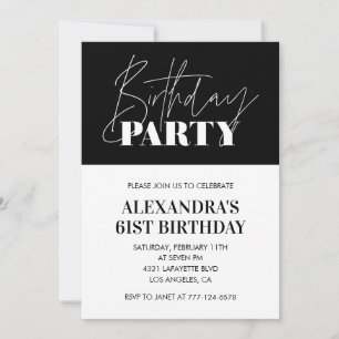 Elegante chique lettering zwart wit 61e verjaardag kaart