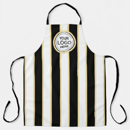 Elegante chique Logo B&W Golden Stripes Schort
