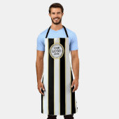 Elegante chique Logo B&W Golden Stripes Schort (Gedragen)