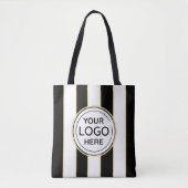 Elegante chique Logo B&W Golden Stripes Tote Bag (Voorkant)