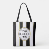 Elegante chique Logo B&W Golden Stripes Tote Bag (Achterkant)