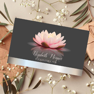 Elegante Chique Lotus Zilveren Streep Yoga-instruc Visitekaartje