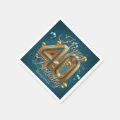 Elegante chique luxe blauw en goud 40e verjaardag servet (Hoek)