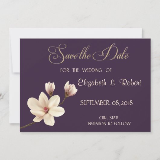 Elegante Chique Magnolia Bewaar de Datum Save The Date (Voorkant)