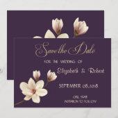Elegante Chique Magnolia Bewaar de Datum Save The Date (Voorkant / Achterkant)