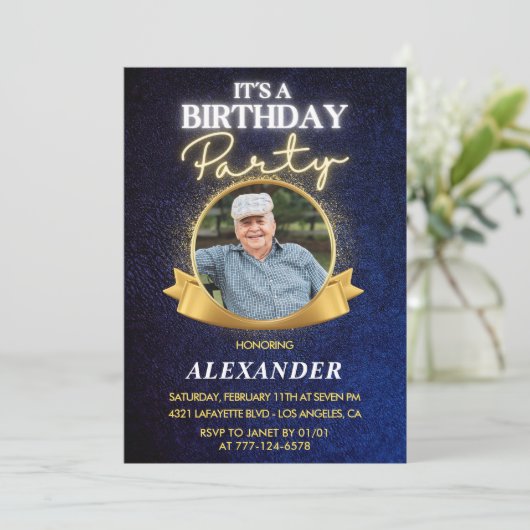 Elegante chique Mannen 83e verjaardagsuitnodiging Kaart (Staand voorkant)